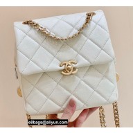 Chanel Backpack Bag with Chain AS3108 in Original Quality Grained Calfskin White 2022