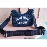 Miu Miu Matelassé denim shoulder bag 5BH211 Blue