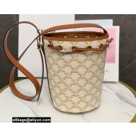 Celine Small Drawstring bag in Triomphe Canvas and Calfskin White 2022