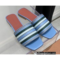 Loro Piana The Suitcase Stripe Flat Sandals Blue 2022
