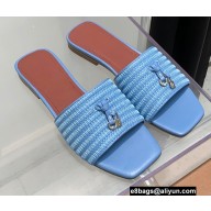 Loro Piana Sprightly Charms Flat Sandals Blue 2022