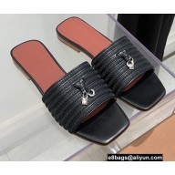 Loro Piana Sprightly Charms Flat Sandals Black 2022