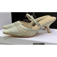 Dior Heel 6.5cm Cotton Embroidery with Thread and Strass Capture Mules Gold 2022