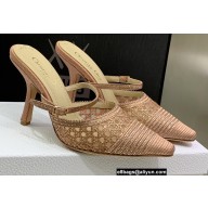 Dior Heel 9.5cm Cotton Embroidery with Thread and Strass Capture Mules Nude Pink 2022