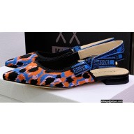 Dior J'Adior Slingback Ballerina Flats in Blue Multicolor Mizza Cotton Embroidery 2022