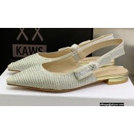 Dior J'Adior Slingback Ballerina Flats in Cotton Embroidery with Thread and Strass Gold 2022
