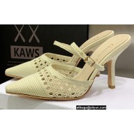 Dior Heel 9.5cm Mesh Cannage Embroidery Capture Mules Creamy 2022