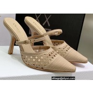 Dior Heel 9.5cm Mesh Cannage Embroidery Capture Mules Nude 2022