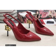 Dolce & Gabbana DG logo Heel 10.5cm leather Slingbacks Patent Red 2022