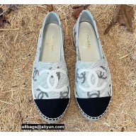 Chanel Printed Denim and Grosgrain Espadrilles G39028 Gray 2022