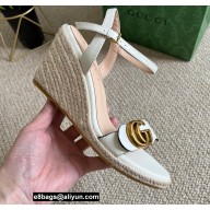 Gucci Platform 10cm Leather Espadrilles sandal White with Double G 2022