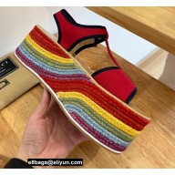 Gucci Striped multicolor woven Platform 7cm Espadrilles sandals Red 2022