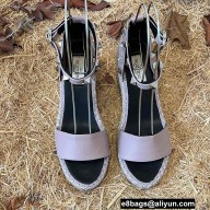 Valentino Grainy Calfskin Double Rockstud Wedge Espadrilles Sandals Nude Pink