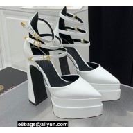 Versace Heel 15cm Platform 5.5cm Leather Pointy Pumps White 2022