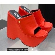 Versace Heel 16cm Platform 6.5cm Triplatform Mules Leather Red 2022