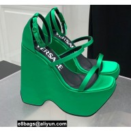 Versace Heel 16cm Platform 6.5cm Triplatform Satin Sandals Green 2022