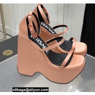 Versace Heel 16cm Platform 6.5cm Triplatform Satin Sandals Nude Pink 2022