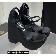Versace Heel 16cm Platform 6.5cm Triplatform Satin Sandals Black 2022