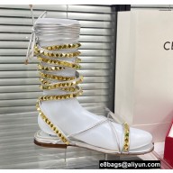 Valentino Rockstud No Limit Nappa Flat Sandals Silver 2022