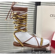 Valentino Rockstud No Limit Nappa Flat Sandals Brown 2022