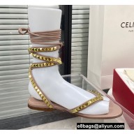 Valentino Rockstud No Limit Nappa Flat Thong Ankle Sandals Nude 2022