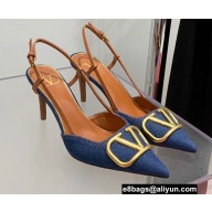 Valentino Heel 8cm Vlogo Denim Slingback Pumps 2022