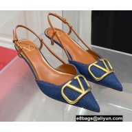 Valentino Heel 3.5cm Vlogo Denim Slingback Pumps 2022