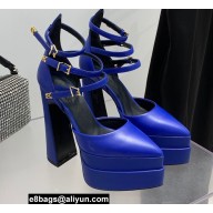Versace Heel 15cm Platform 5.5cm Leather Pointy Pumps Blue 2022