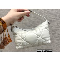Dior Small DiorTravel Nomad Pouch Bag in Macrocannage Calfskin White 2022