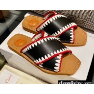 Chl threaded crochet detail Woody flat slide Sandals Black 2022