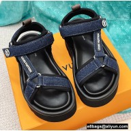Louis Vuitton Platform Pool Pillow Flat Comfort Sandals Denim Blue 2022