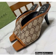 Gucci Heel 7.5cm Open-toe Sandals Pumps GG Crystals Canvas Brown 2022