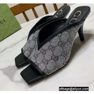Gucci Heel 7.5cm Open-toe Sandals Pumps GG Crystals Canvas Gray 2022