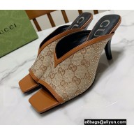 Gucci Heel 7.5cm Open-toe Sandals Pumps GG Crystals Canvas Beige 2022