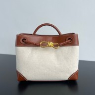 Bottega Veneta SMALL Andiamo Top handle bag in weathered leather and canvas Natural/light wood 2024