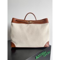Bottega Veneta Large Andiamo Top handle bag in weathered leather and canvas 2024