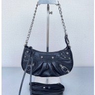 Balenciaga Le Cagole Mini Purse With Chain in Arena lambskin Black 2022