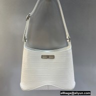 Balenciaga XX Small Hobo Bag in crocodile embossed calfskin White 2022