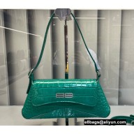 Balenciaga XX Small Flap Bag in crocodile embossed calfskin Green 2022