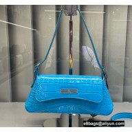 Balenciaga XX Small Flap Bag in crocodile embossed calfskin Blue 2022