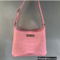 Balenciaga XX Small Hobo Bag in crocodile embossed calfskin Pink 2022