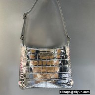 Balenciaga XX Small Hobo Bag in crocodile embossed calfskin Silver 2022