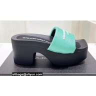 Alexander Wang Heel 8 Platform 6cm aw Slide Sandals In Nylon Turquoise Green 2022