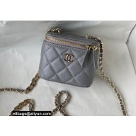 Chanel Caviar Leather Mini Vanity Case with Chain Bag 81186 Gray 2022