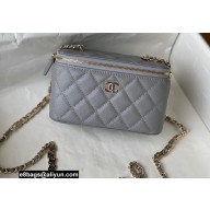 Chanel Caviar Leather Small Vanity Case with Chain Bag 81187 Gray 2022