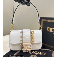 Fendi x Versace Fendace Brooch Mini Baguette Bag White 2022