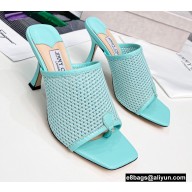 Jimmy Choo Heel 8.5cm Seher Woven Rope and Nappa Leather Thong Mules Turquoise Blue 2022