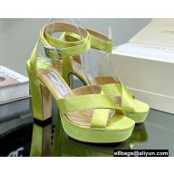 Jimmy Choo Heel 11.5cm Platform 3cm Gaia Sandals Satin Green 2022