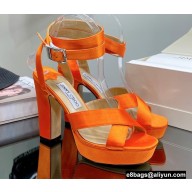Jimmy Choo Heel 11.5cm Platform 3cm Gaia Sandals Satin Orange 2022