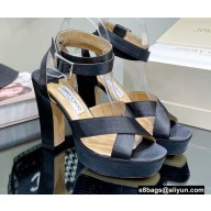 Jimmy Choo Heel 11.5cm Platform 3cm Gaia Sandals Satin Black 2022